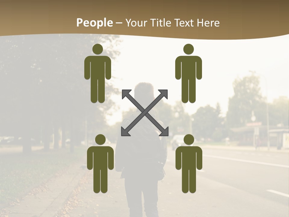 A Person Walking Down A Street With A Backpack PowerPoint Template