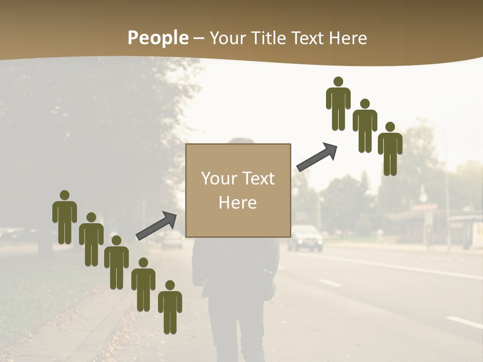 A Person Walking Down A Street With A Backpack PowerPoint Template