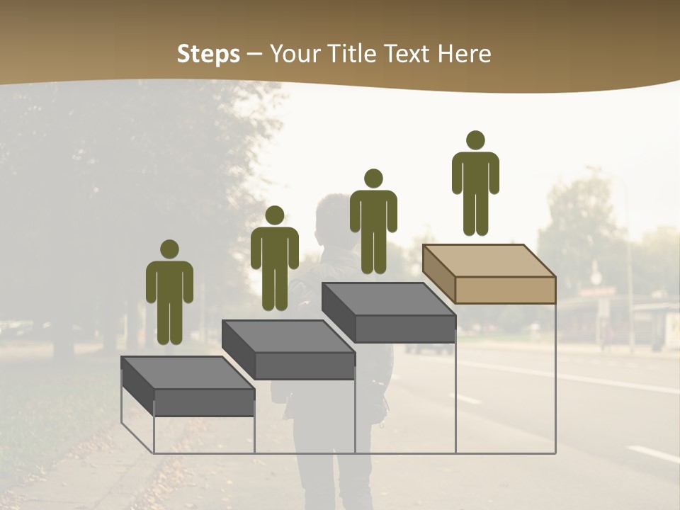 A Person Walking Down A Street With A Backpack PowerPoint Template