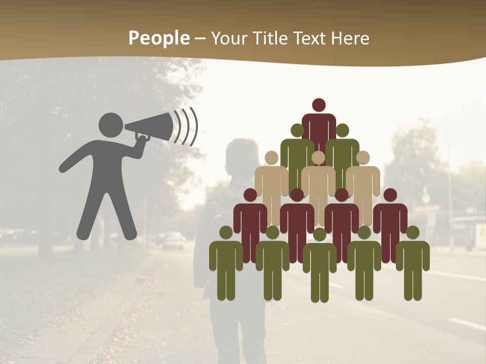 A Person Walking Down A Street With A Backpack PowerPoint Template