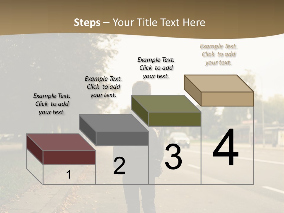 A Person Walking Down A Street With A Backpack PowerPoint Template