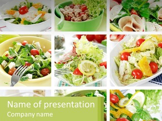 A Collage Of Photos With A Variety Of Salads PowerPoint Template