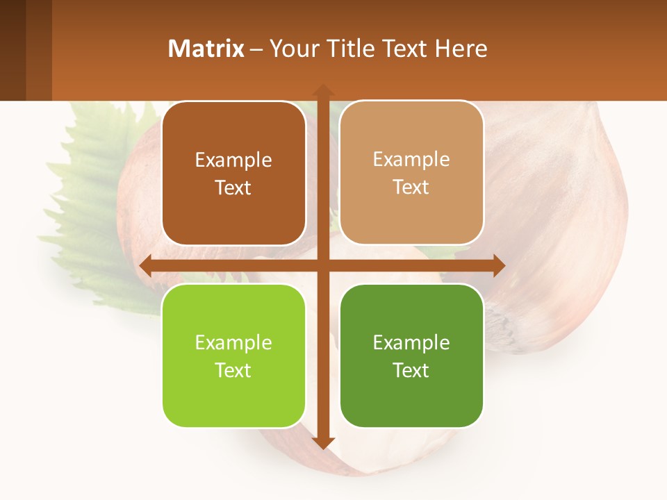 A Group Of Nuts With Leaves On A White Background PowerPoint Template