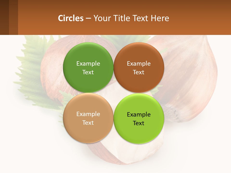A Group Of Nuts With Leaves On A White Background PowerPoint Template