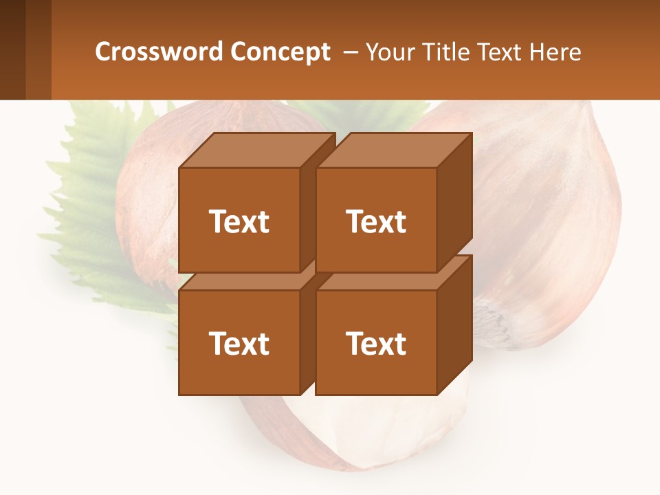 A Group Of Nuts With Leaves On A White Background PowerPoint Template