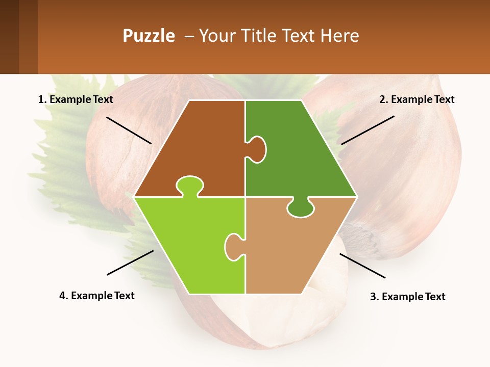 A Group Of Nuts With Leaves On A White Background PowerPoint Template