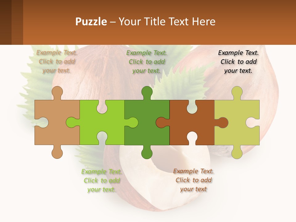 A Group Of Nuts With Leaves On A White Background PowerPoint Template