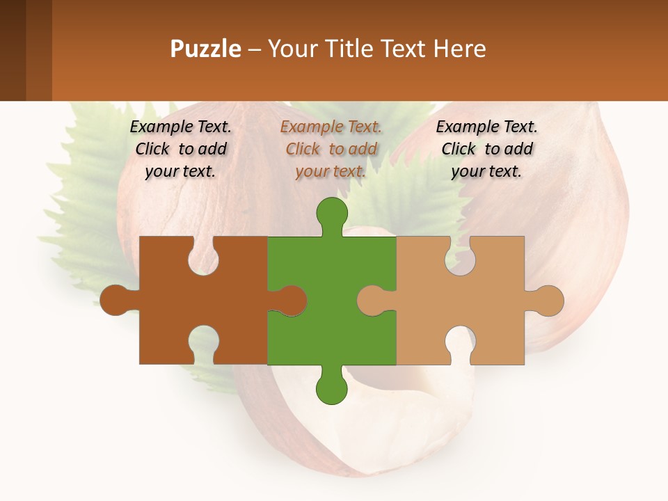 A Group Of Nuts With Leaves On A White Background PowerPoint Template