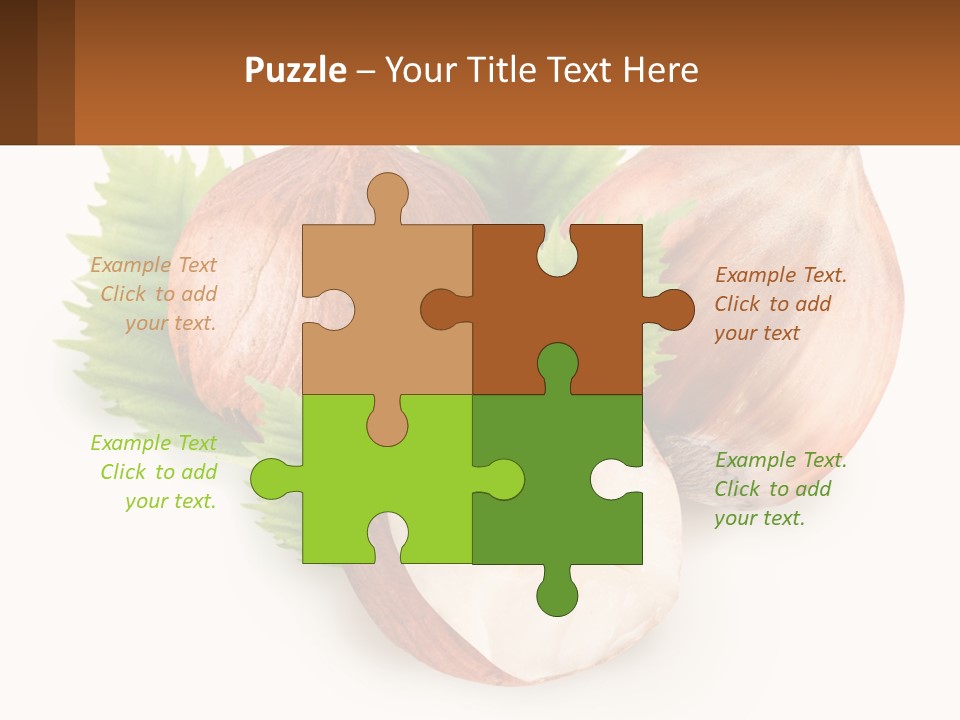 A Group Of Nuts With Leaves On A White Background PowerPoint Template