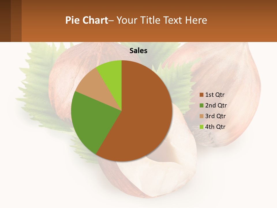 A Group Of Nuts With Leaves On A White Background PowerPoint Template
