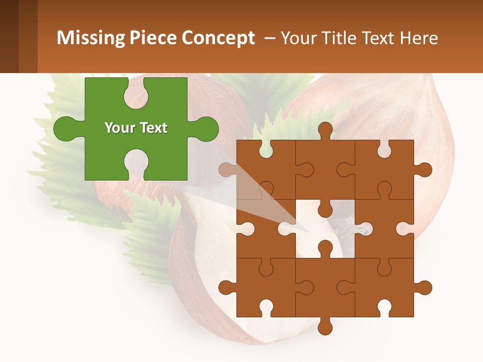 A Group Of Nuts With Leaves On A White Background PowerPoint Template