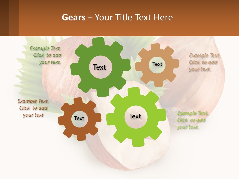 A Group Of Nuts With Leaves On A White Background PowerPoint Template