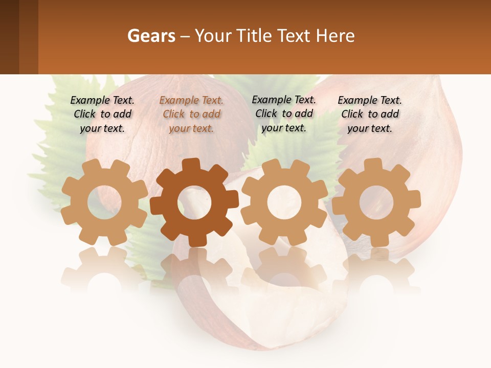 A Group Of Nuts With Leaves On A White Background PowerPoint Template