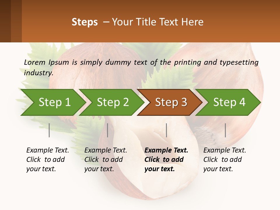 A Group Of Nuts With Leaves On A White Background PowerPoint Template