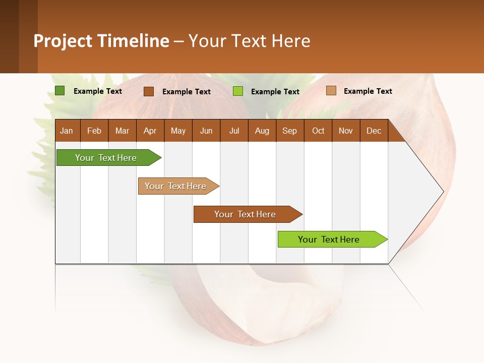 A Group Of Nuts With Leaves On A White Background PowerPoint Template