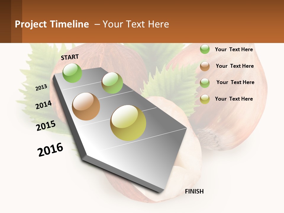 A Group Of Nuts With Leaves On A White Background PowerPoint Template