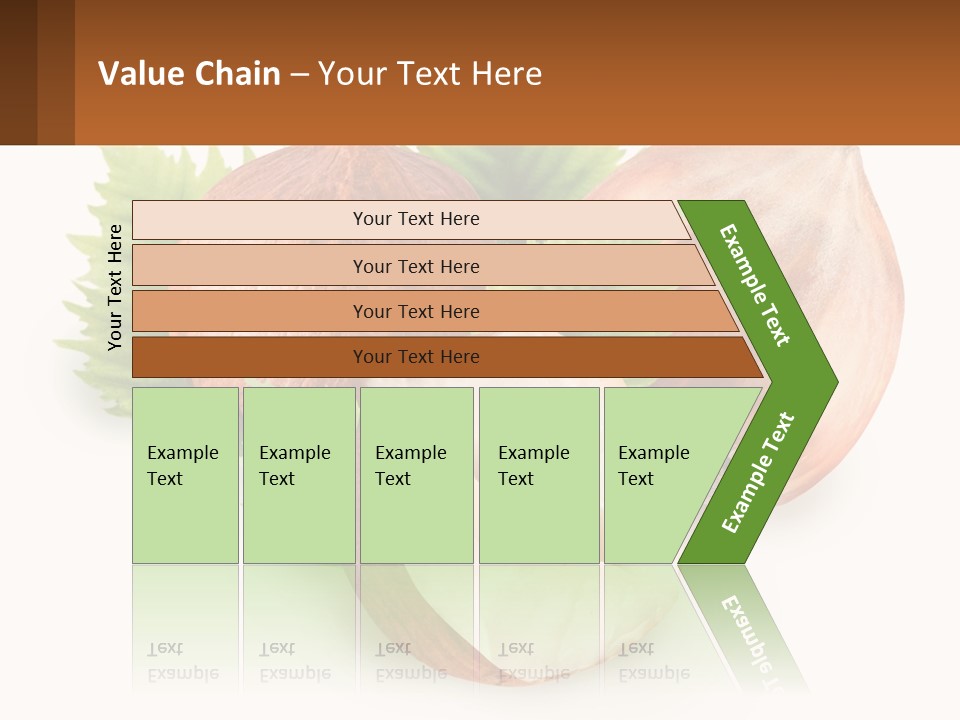 A Group Of Nuts With Leaves On A White Background PowerPoint Template