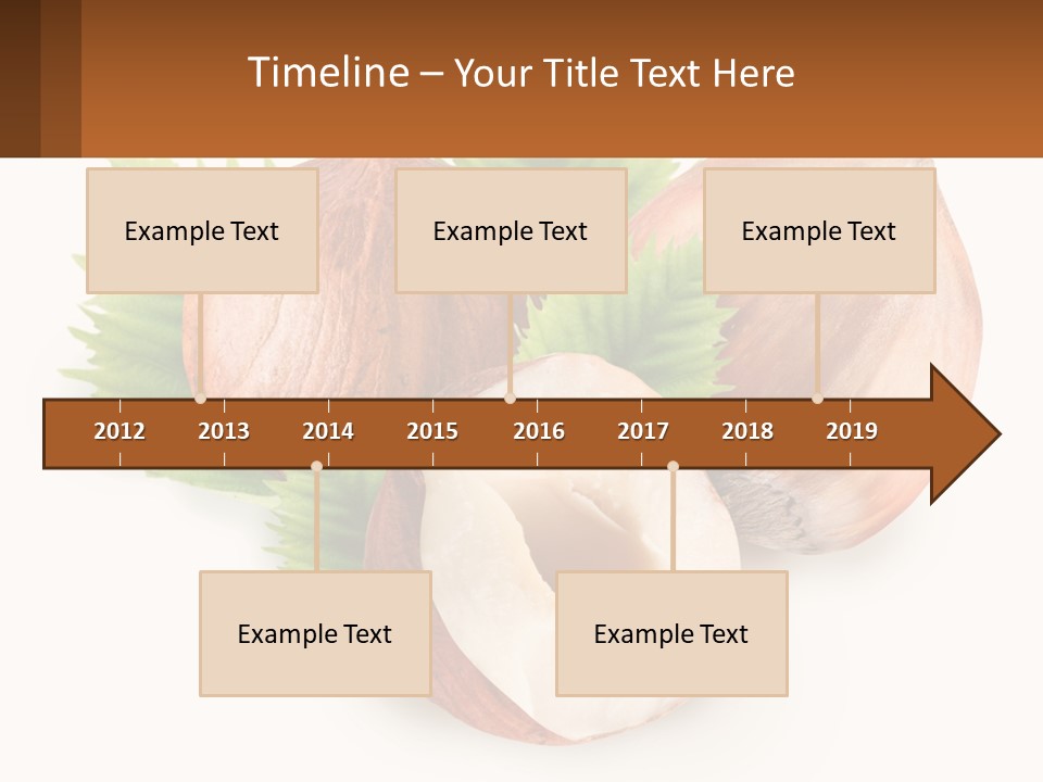 A Group Of Nuts With Leaves On A White Background PowerPoint Template