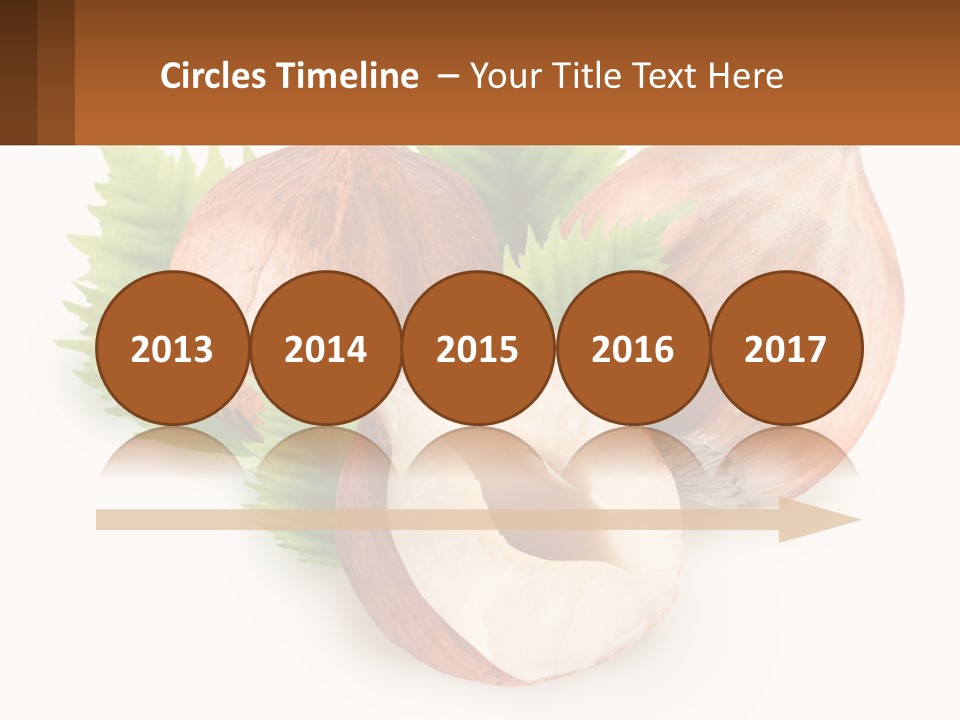 A Group Of Nuts With Leaves On A White Background PowerPoint Template