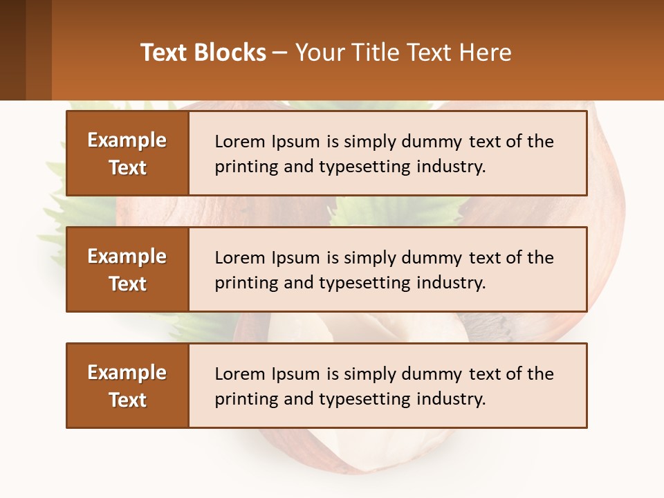A Group Of Nuts With Leaves On A White Background PowerPoint Template