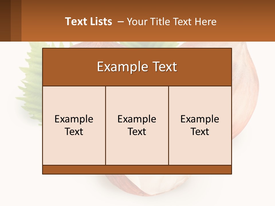 A Group Of Nuts With Leaves On A White Background PowerPoint Template