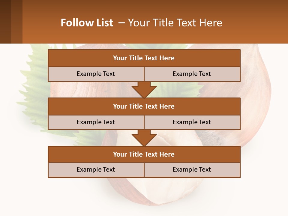 A Group Of Nuts With Leaves On A White Background PowerPoint Template