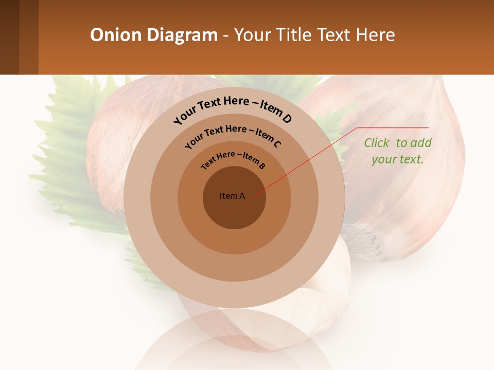 A Group Of Nuts With Leaves On A White Background PowerPoint Template