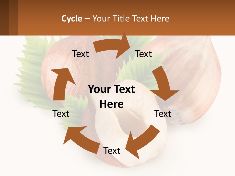 A Group Of Nuts With Leaves On A White Background PowerPoint Template