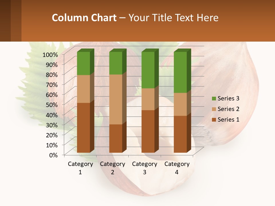 A Group Of Nuts With Leaves On A White Background PowerPoint Template