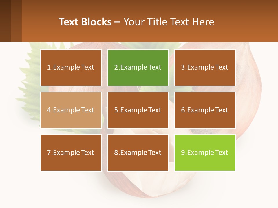 A Group Of Nuts With Leaves On A White Background PowerPoint Template