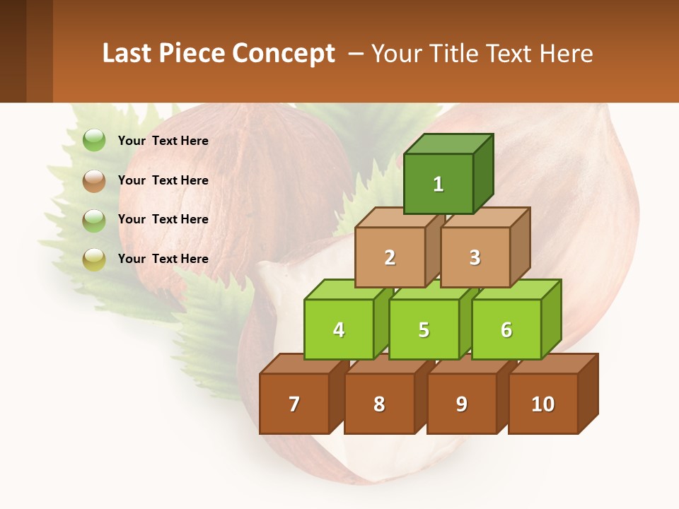 A Group Of Nuts With Leaves On A White Background PowerPoint Template