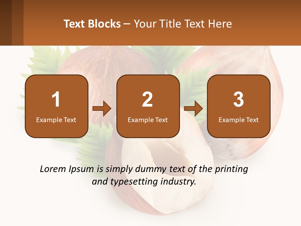 A Group Of Nuts With Leaves On A White Background PowerPoint Template