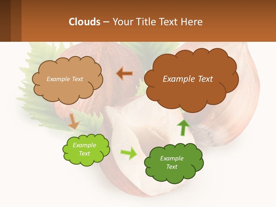 A Group Of Nuts With Leaves On A White Background PowerPoint Template