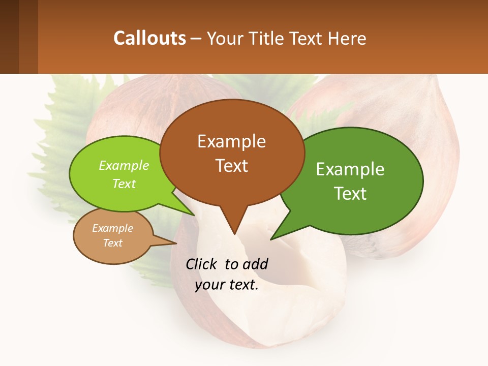 A Group Of Nuts With Leaves On A White Background PowerPoint Template