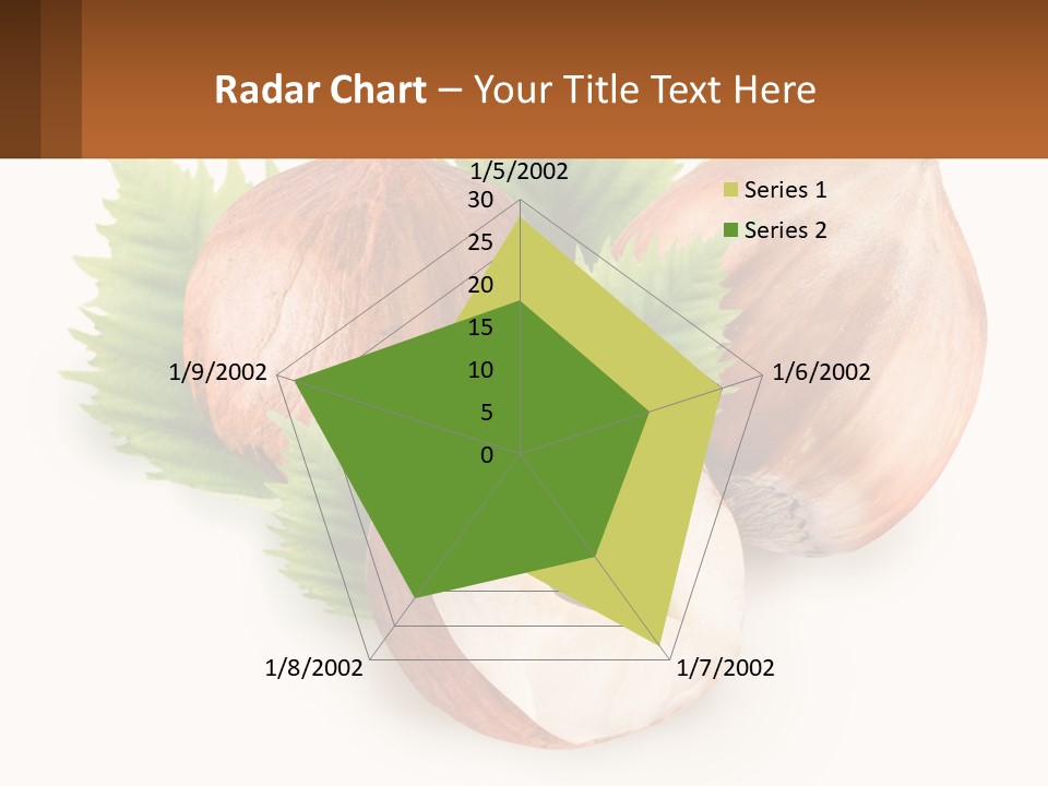 A Group Of Nuts With Leaves On A White Background PowerPoint Template