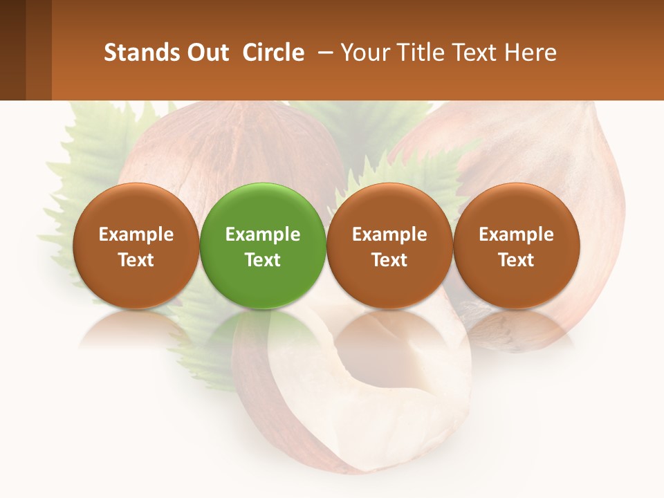 A Group Of Nuts With Leaves On A White Background PowerPoint Template