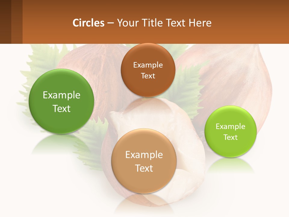 A Group Of Nuts With Leaves On A White Background PowerPoint Template