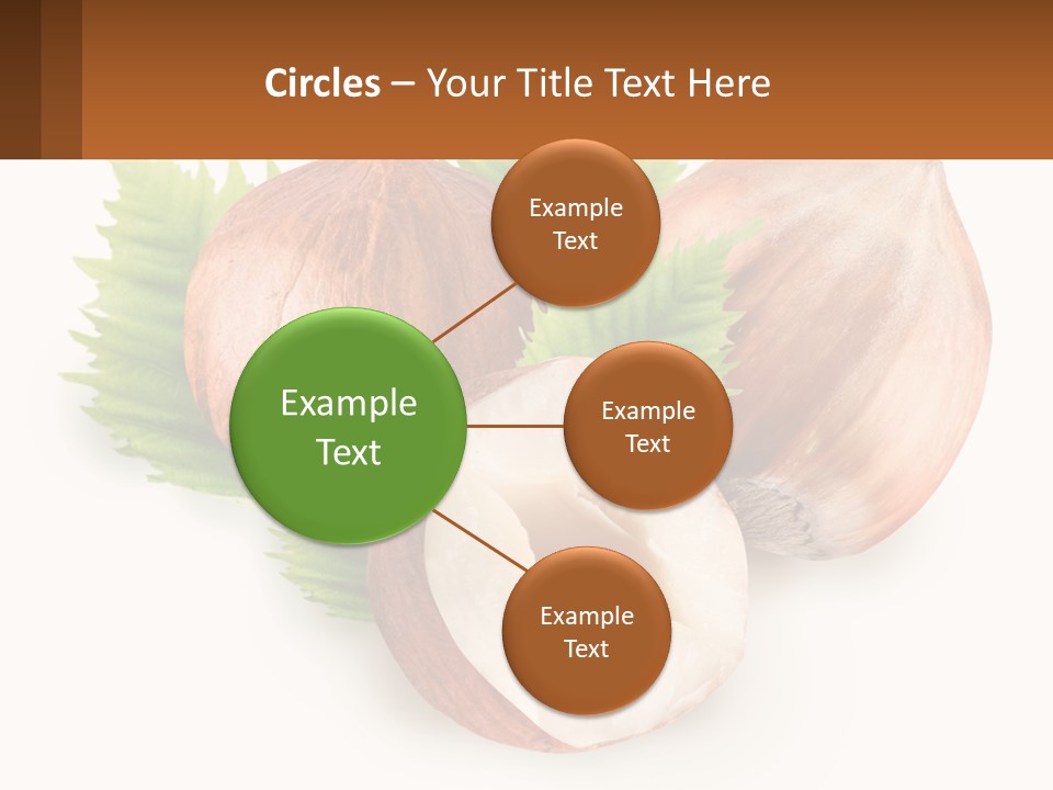 A Group Of Nuts With Leaves On A White Background PowerPoint Template