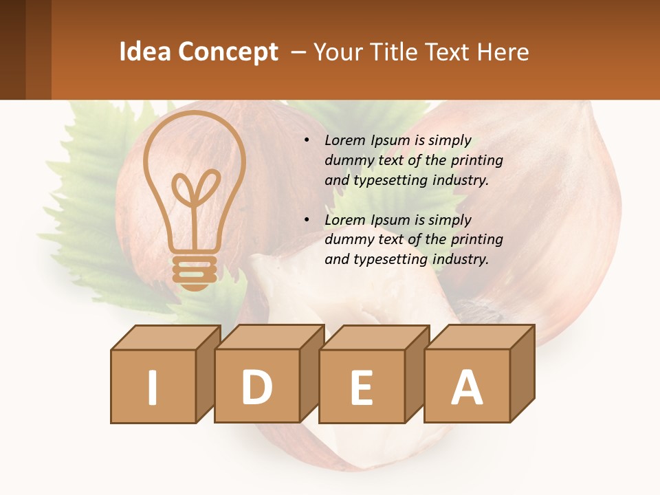 A Group Of Nuts With Leaves On A White Background PowerPoint Template