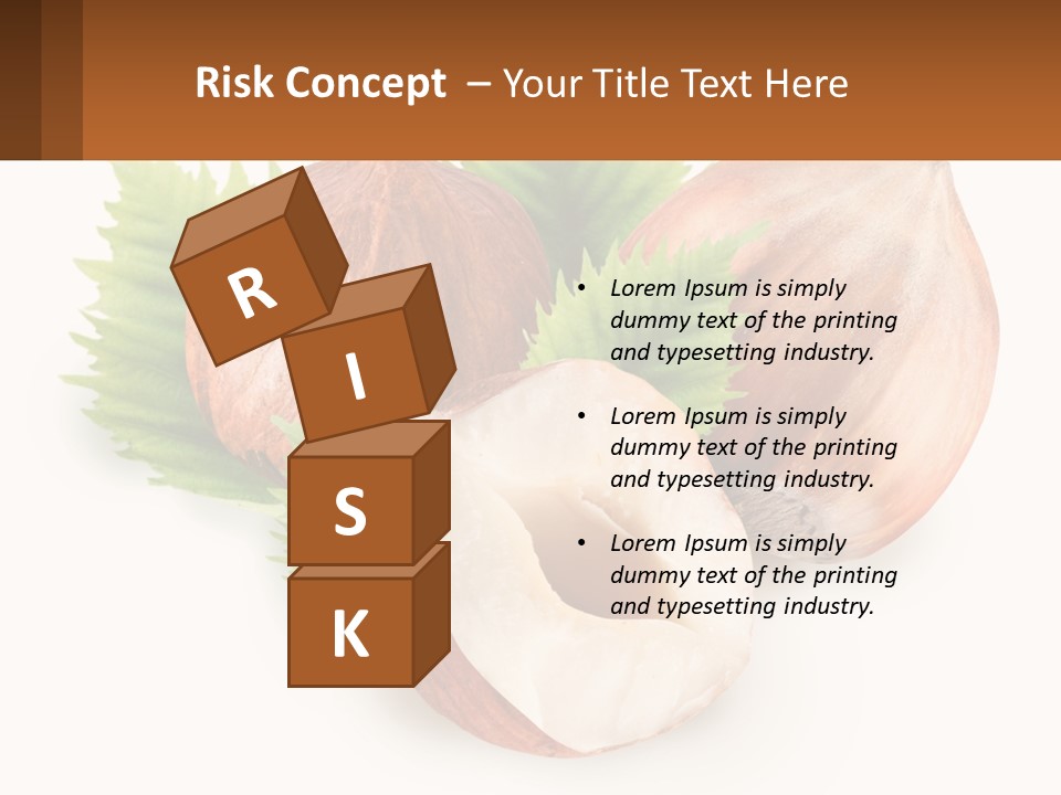 A Group Of Nuts With Leaves On A White Background PowerPoint Template