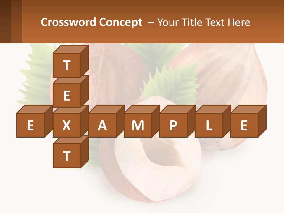 A Group Of Nuts With Leaves On A White Background PowerPoint Template