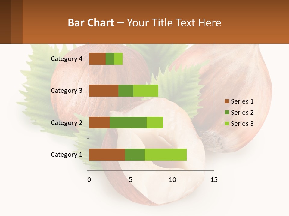 A Group Of Nuts With Leaves On A White Background PowerPoint Template