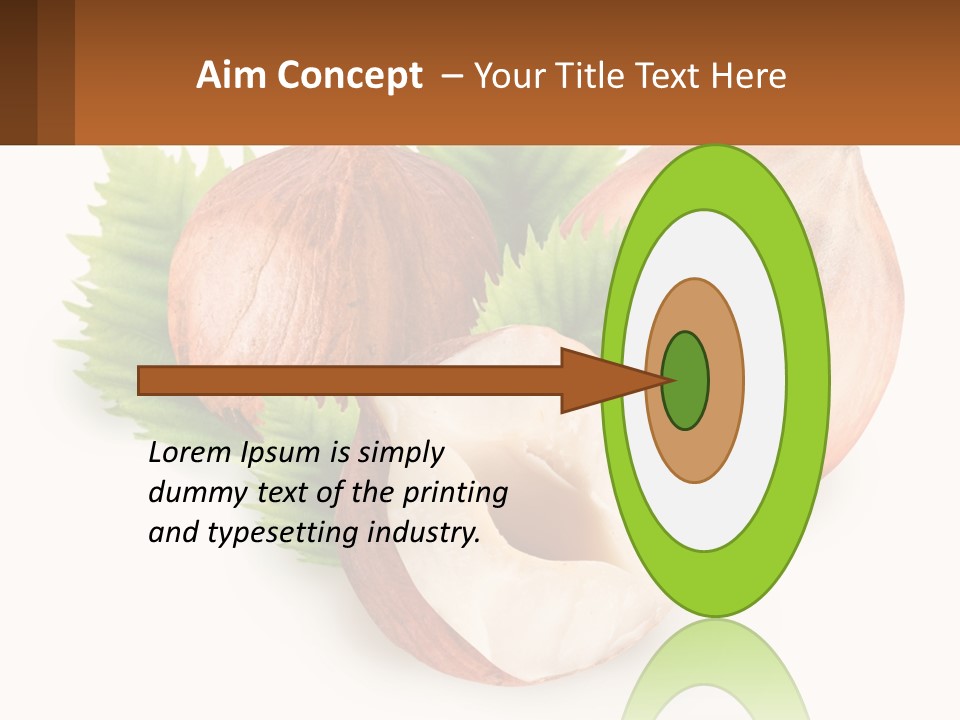 A Group Of Nuts With Leaves On A White Background PowerPoint Template