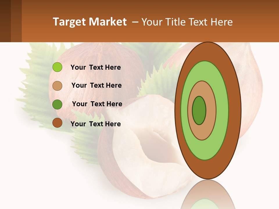 A Group Of Nuts With Leaves On A White Background PowerPoint Template