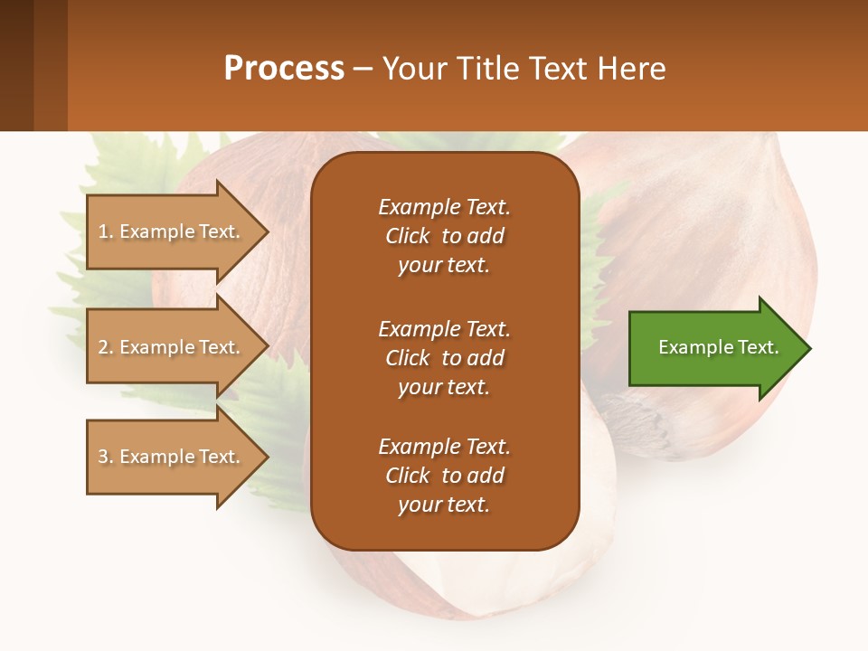 A Group Of Nuts With Leaves On A White Background PowerPoint Template