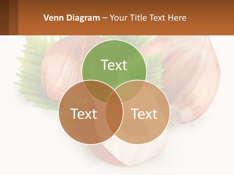 A Group Of Nuts With Leaves On A White Background PowerPoint Template