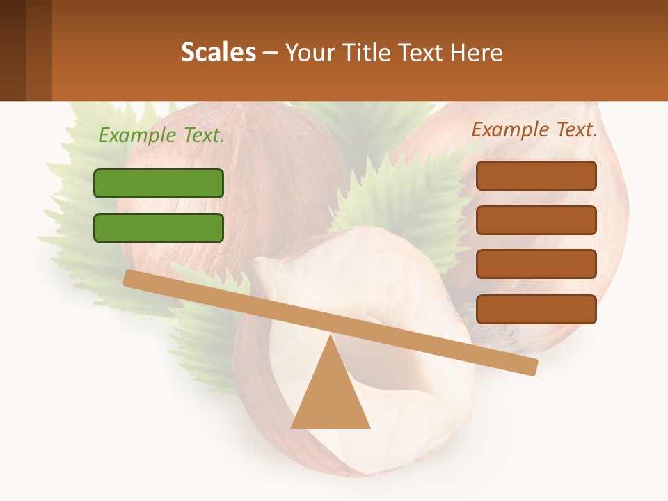 A Group Of Nuts With Leaves On A White Background PowerPoint Template