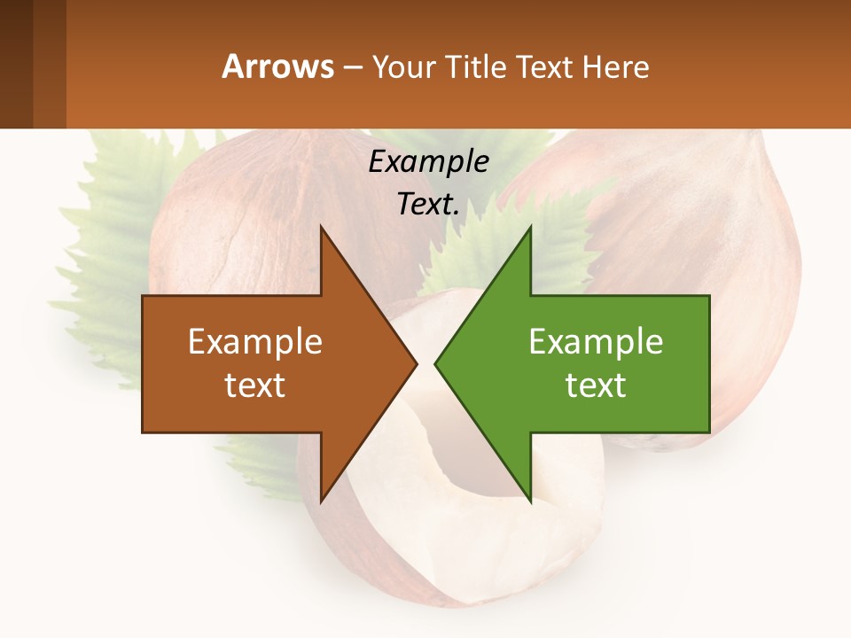 A Group Of Nuts With Leaves On A White Background PowerPoint Template