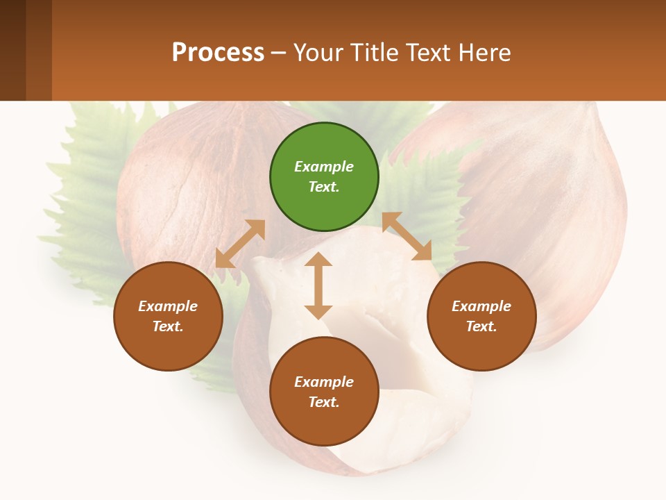 A Group Of Nuts With Leaves On A White Background PowerPoint Template