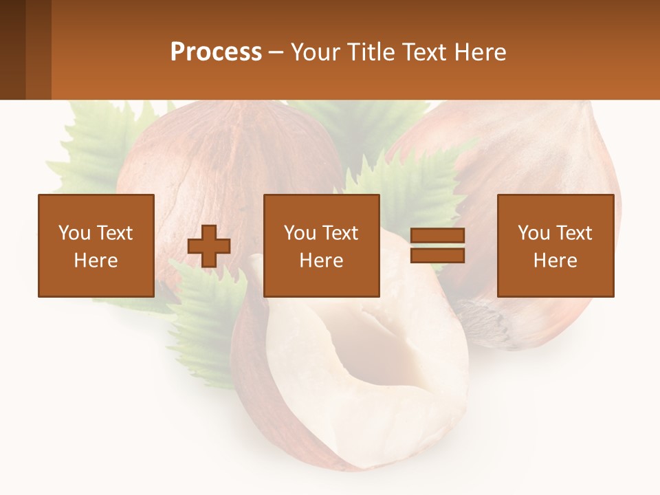 A Group Of Nuts With Leaves On A White Background PowerPoint Template